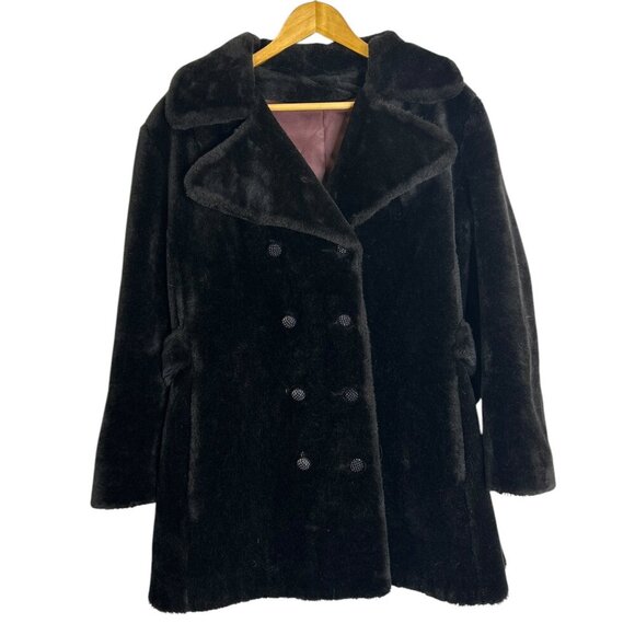 Vintage Brown Faux Fur Coat 3/4 Length Lined Mob Wife Rockabilly Glam Jacket - Picture 1 of 6